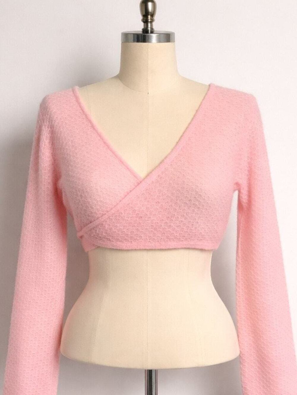 Vintage 2000s Anchor Blue Fairy Boho Hippie Crop Wrap Top Pink V-Neck Y2K XL